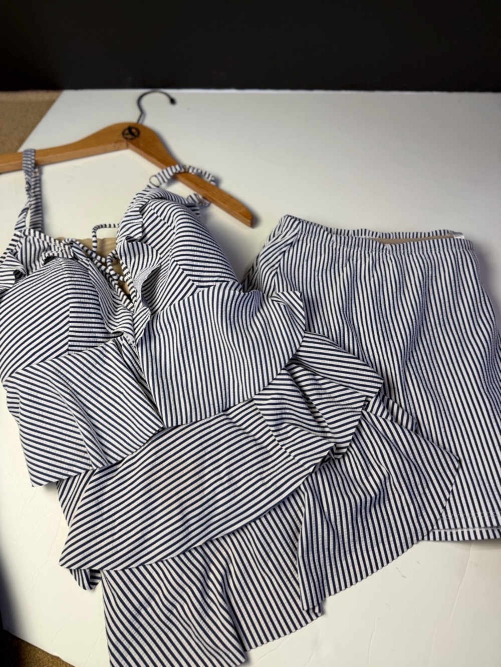Swim by Cacique Striped Navy & White Two-Piece Skirt Set - Picture 3 of 14